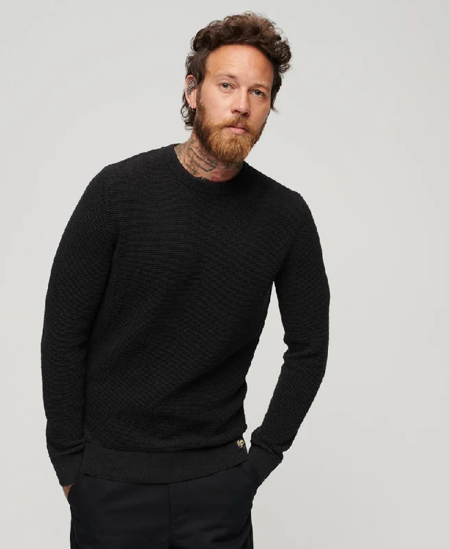 Textured Crew Knit Jumper | Raven Black HeatherCrewneckmodern