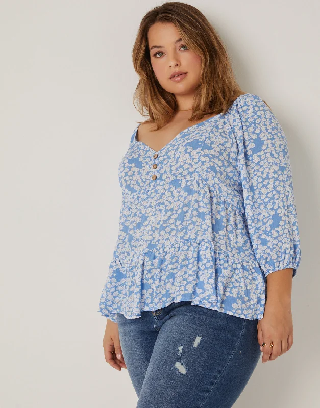 Women's travel topsPlus Size Drapey Floral Top