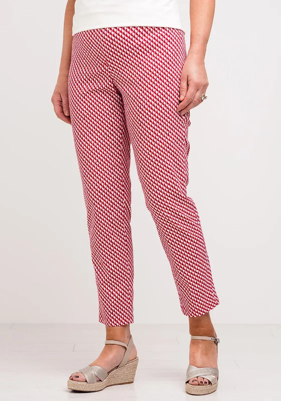 Robell Bella 09 Geo Print Slim Cropped Trousers, RedCroptoplightweight