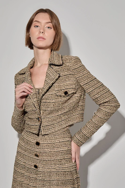 Modern Fit Lurex Tweed Knit Cropped JacketCroptopdye