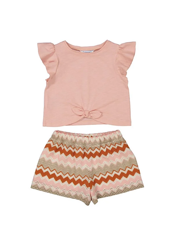 Mayoral Mini Girl Tee and Crochet Short Set, Pink