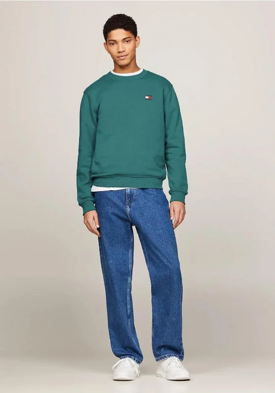 Tommy Jeans Badge Crew Neck Sweatshirt, Deep Seawater GreenCrewneckvibe