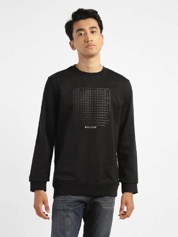 Men's Solid Black Crew Neck SweatshirtCrewneckdesign