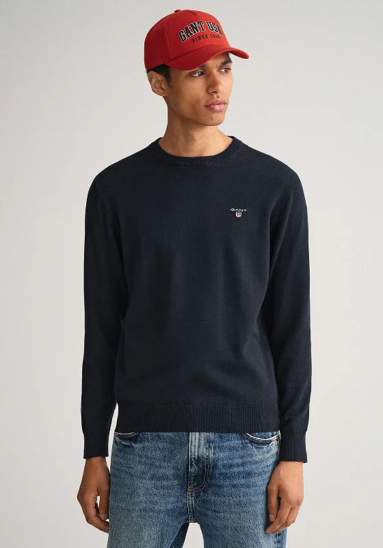 Gant Classic Cotton Crew Neck Sweater, Evening BlueCrewneckchic