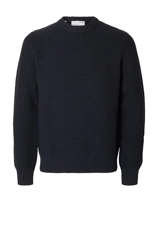 Selected Homme Knit Structure Crew Neck Jumper, Sky CaptainCrewneckpride