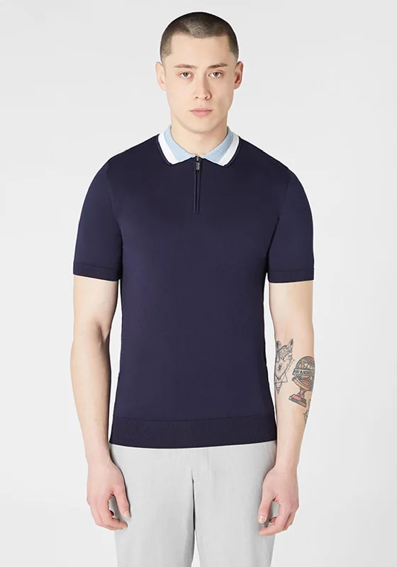 Sleep polo shirtRemus Uomo Slim Fit Knit Polo Shirt, Navy