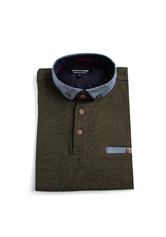 Printed polo shirtAdvise Contrast Trim Polo Shirt, Khaki