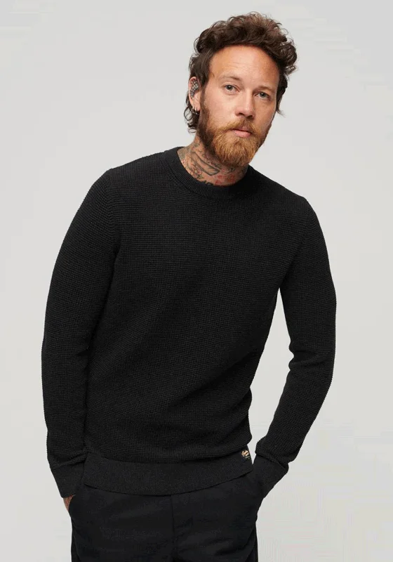 Superdry Textured Crew Neck Knit Jumper, Raven Black HeatherCrewnecktexture