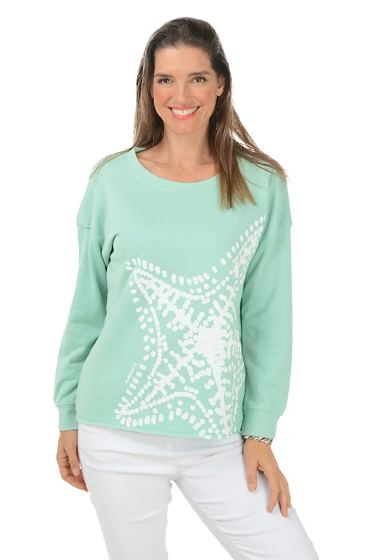 Sea Glass Starfish Drop Shoulder SweatshirtMetallic Knit Tops