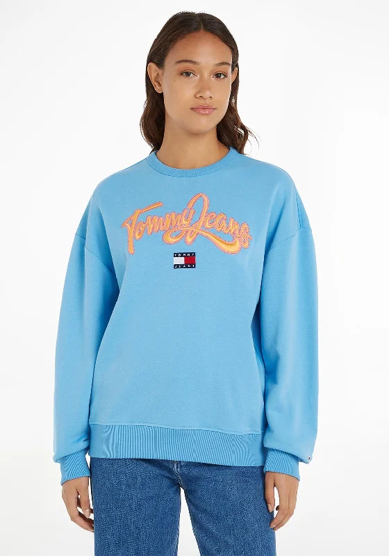 Tommy Jeans Womens Pop Crew Neck Sweatshirt, SkysailCrewneckcotton