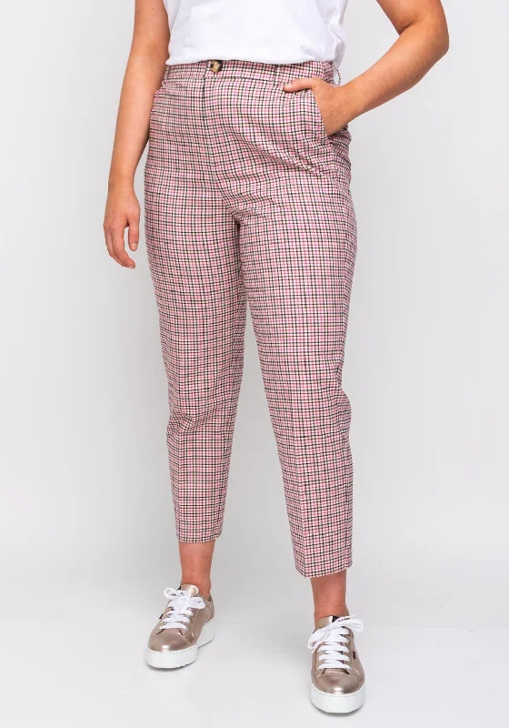 Lily Checked Cropped Slim Trousers, Pink MultiCroptopdurable