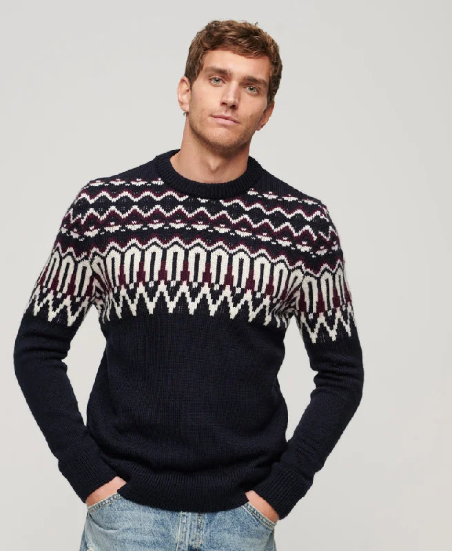 Fairisle Knit Crew Jumper | Navy MultiCrewneckcasual