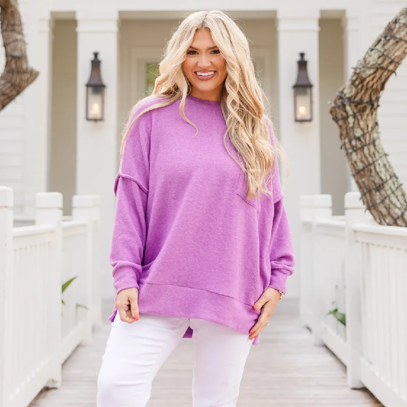 Just Take A Break Sweater, Bright VioletMohair Knit Tops