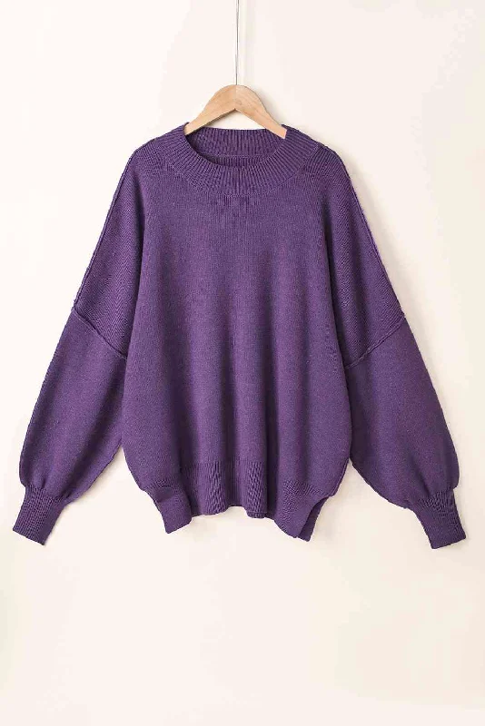 Round Neck Slit SweaterRunning Knit Tops