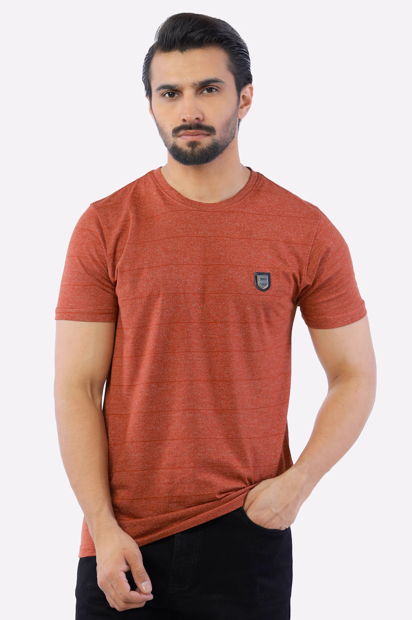 Rust Basic Crew Neck T-ShirtCrewneckcotton