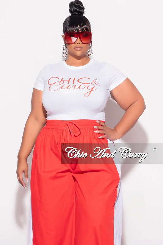 Final Sale Plus Size Chic And Curvy Cropped T-Shirt in White and RedCroptopwool