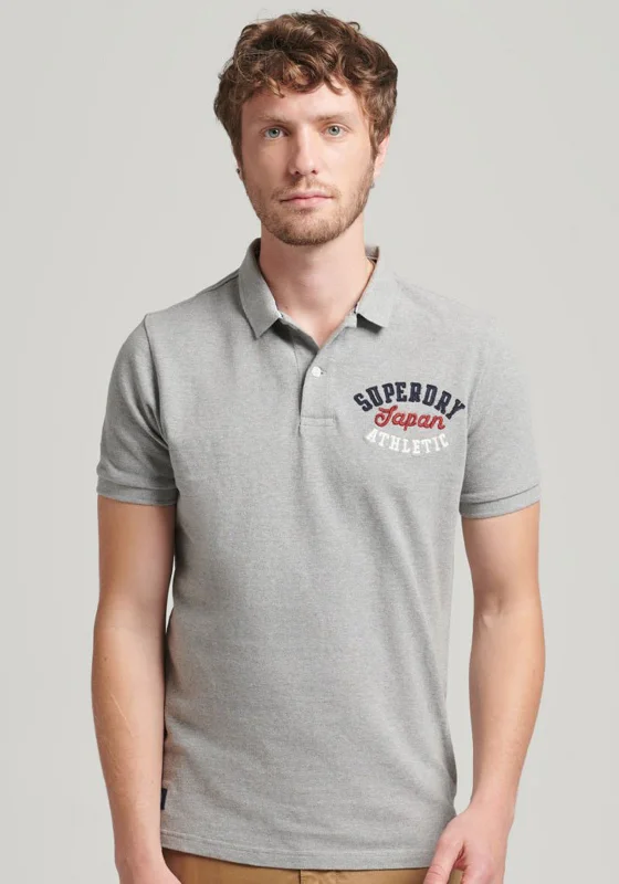 Silk polo shirtSuperdry Vintage Superstate Polo Shirt, Grey Marl