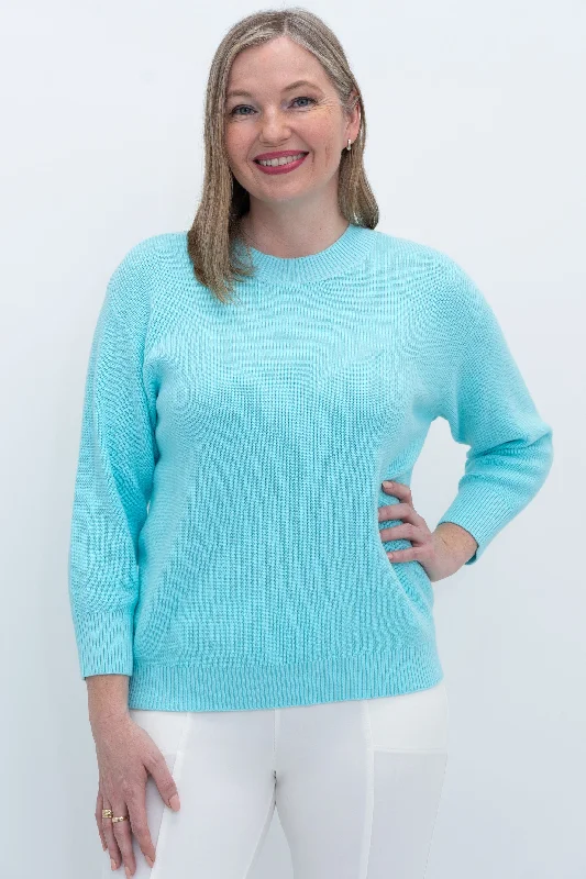 Brooklyn Sweater, Mint, CottonTasseled Knit Tops