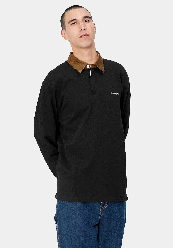 Classic polo shirtCarhartt Cord Rugby Polo Shirt, Black & Hamilton Brown