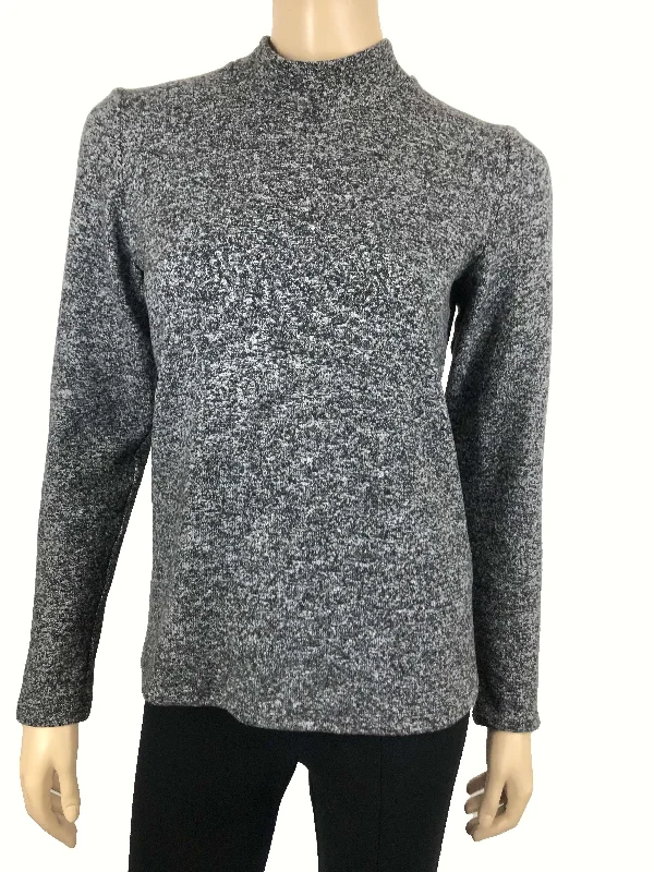 Women's Sweater Grey Mix Soft Knit Fabric - Made In CanadaTurtleneck Knit Tops