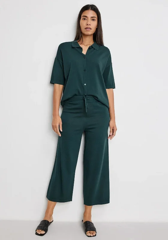 Gerry Weber Cropped Jersey Wide Leg Trousers, GreenCroptopdevice