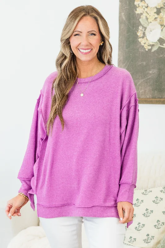 Say Hello Sweater, Bright VioletHip-Hop Knit Tops