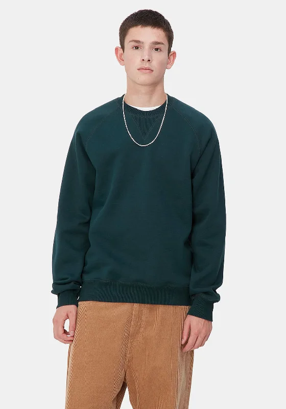 Carhartt WIP Chase Crew Neck Sweatshirt, Duck BlueCrewneckhistory