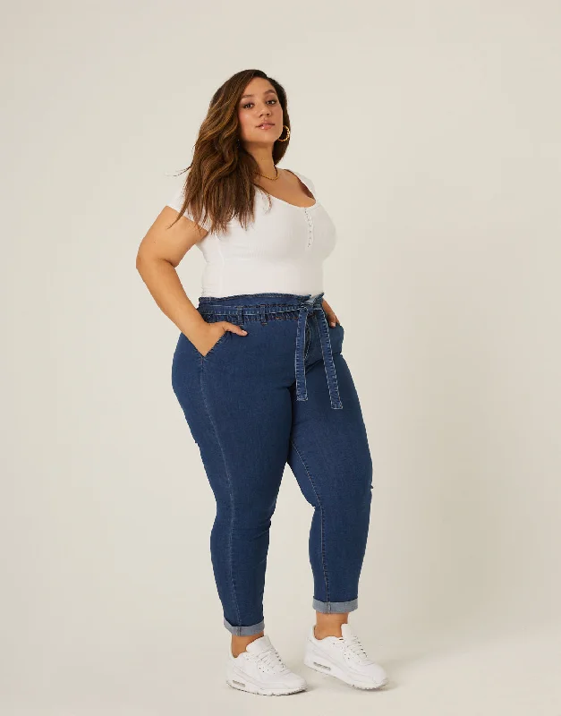 Plus size women's work topsPlus Size Paper Bag Jeans