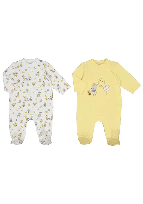 Mayoral Baby Boy Set Of Two Rabbit Babygrows, Yellow