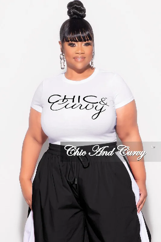 Final Sale Plus Size Chic And Curvy Cropped T-Shirt in White and BlackCroptopcotton