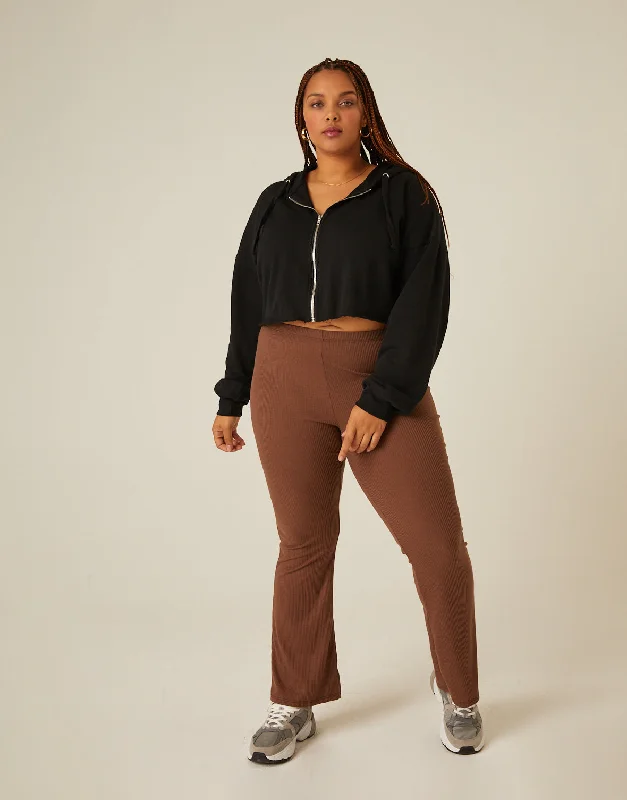 Fashionable plus size women's topsPlus Size Ribbed Flare Pants