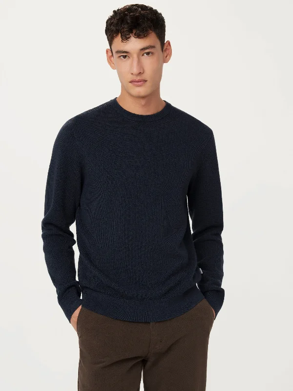 The Waffle Crewneck Sweater in Midnight BlueCrewnecktrendsetter