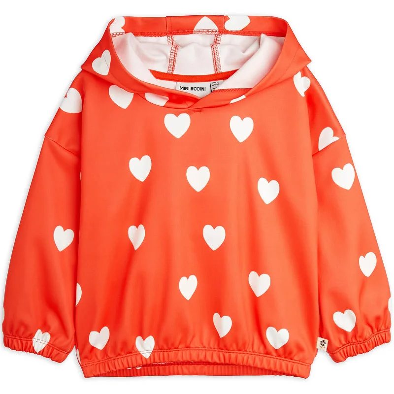 Hearts Hoodie in Red by Mini RodiniLace Knit Tops