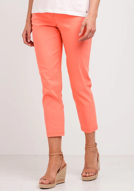 Robell Bella 09 Slim Cropped Trousers, Coral OrangeCroptoplinen