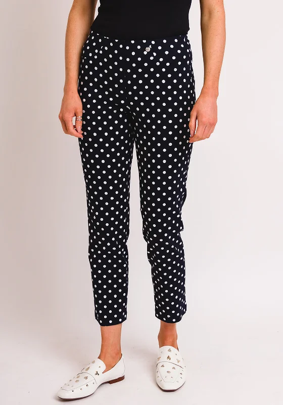 Robell Bella 09 Polka Dot Slim Cropped Trousers, NavyCroptopexperience