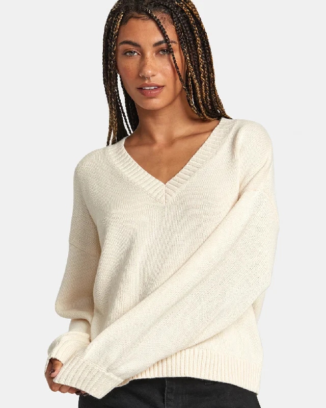 Long Distance Sweater - LatteSheer Knit Tops