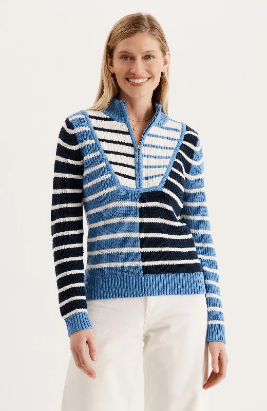 Longboat Shaker Striped Sweater - Blue White StripesGlitter Knit Tops