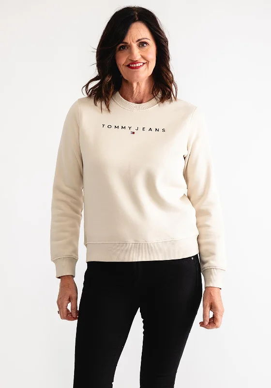 Tommy Jeans Linear Crew Neck Sweatshirt, BeigeCrewneckseam