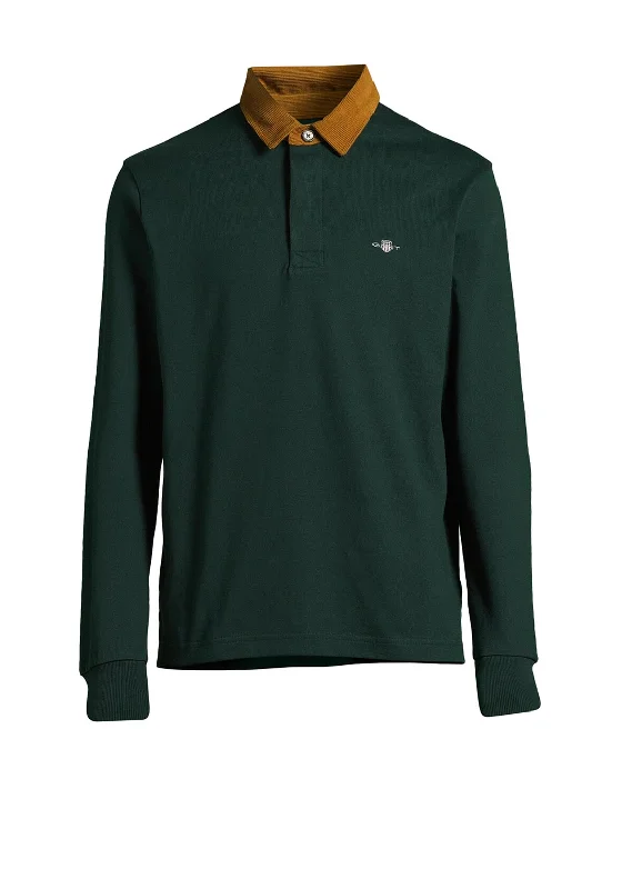 Branded polo shirtGant Sheild Heavy Rugger Corduroy Collar Polo Shirt, Tartan Green