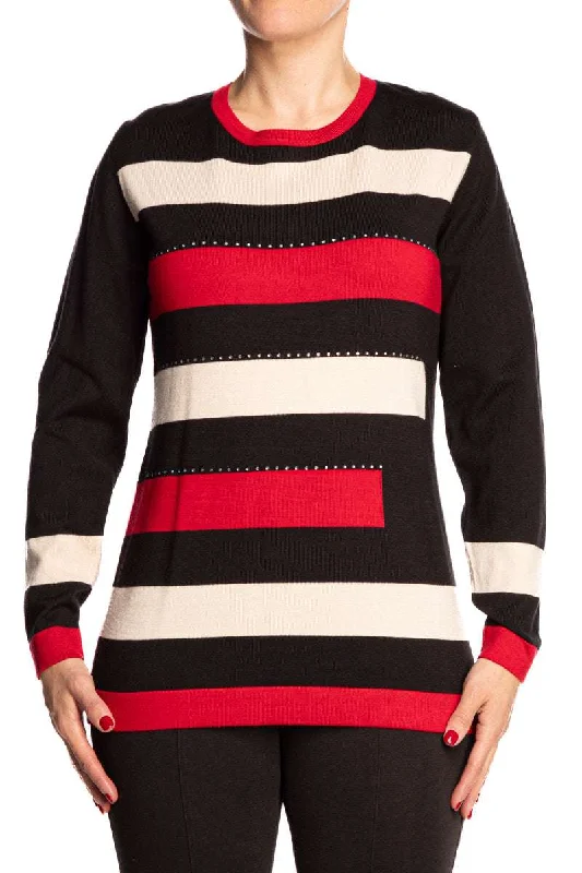 Women's Sweater Red and Black Quality Knit Fabric - Sizes Small to XX LargePainted Knit Tops