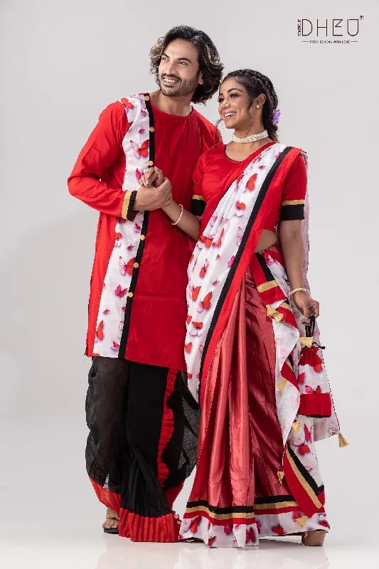 Projapati Biscuit- Mekhela-Kurta Couple Set