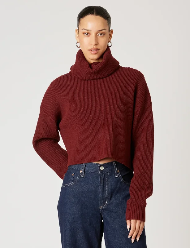 Gstaad Sweater, Cherry ColaEmbroidered Knit Tops