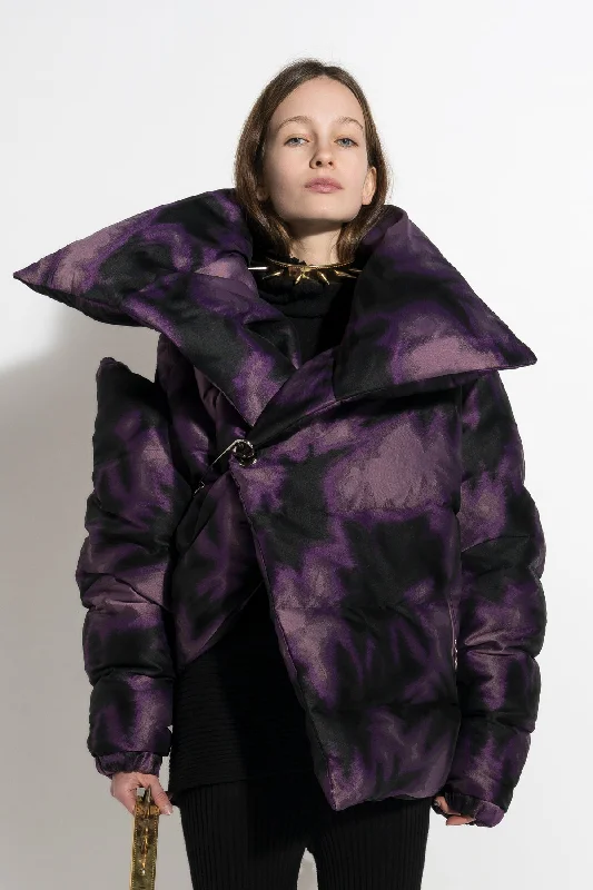 Ribbed Cuff JacketsPURPLE TIE DYE M'A PUFFER JACKET