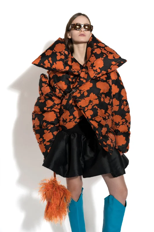 Branded JacketsORANGE FLORAL M'A PUFFER JACKET