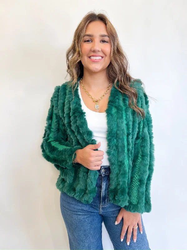 Flannel JacketsEmerald Green Fur Jacket