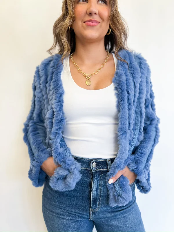 Sherpa JacketsPeriwinkle Blue Fur Jacket