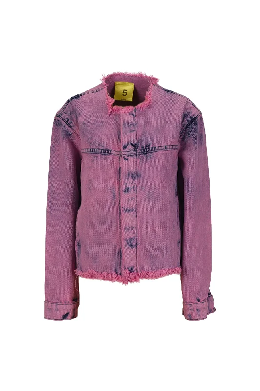 Festival JacketsPINK OVERDYED LOOSE COLLARLESS JACKET