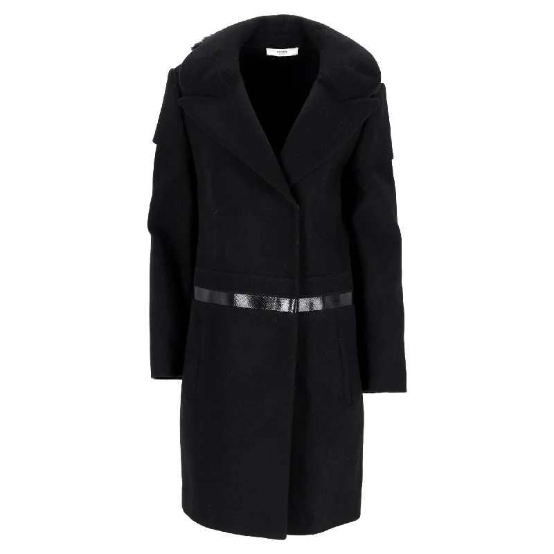 Sequined JacketsPrada Fur Trim Collar in Black Wool