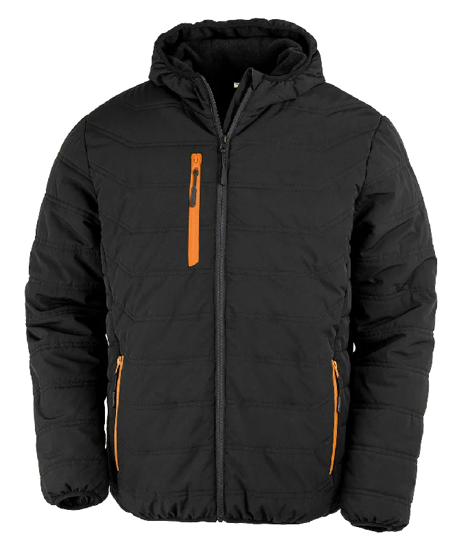 Puffer JacketsRecycled compass padded winter jacket | Black/Orange