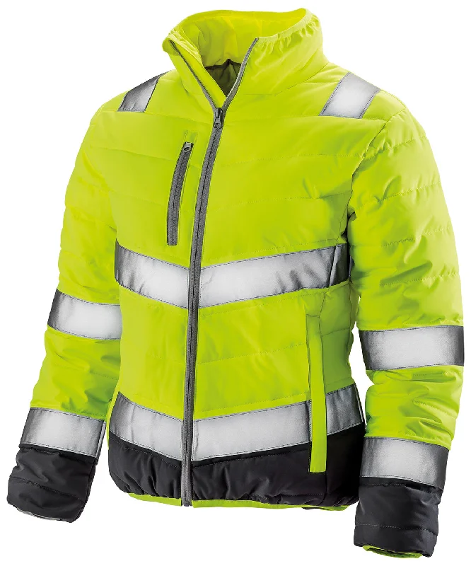 Hooded JacketsWomens soft padded safety jacket | Fluorescent Yellow/Grey